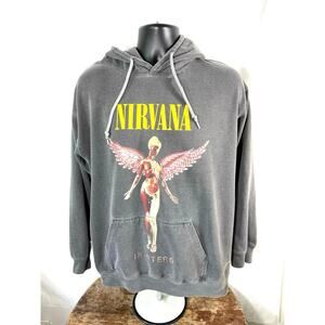 Nirvana In Utero Hoodie Gray Graphic Band Sweatshirt